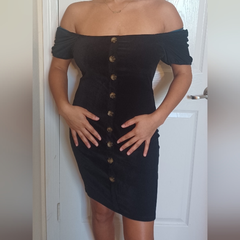 Black button down dress